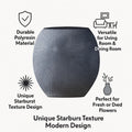 Radiance 10" Oval Gray & Black Polyresin Decorative Vase - Modern Sculptural Home D cor