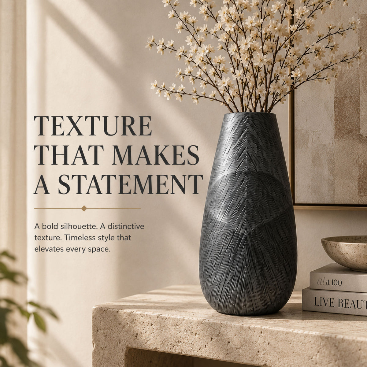 PLR210 GRAY POLYRESIN VASES