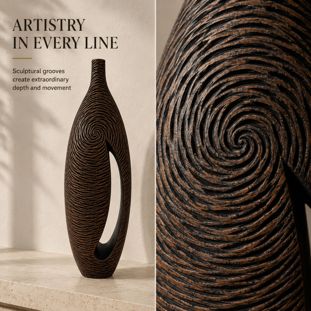 PLR202 BROWN POLYRESIN VASES