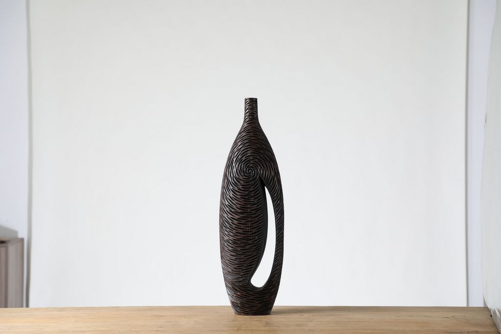Brown Textured Polyresin Vase | Rustic | Vases for Flowers | Farmhouse | Boho | Rustic - Aria Home