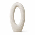 Needley 15" White Striped Polyresin Vase - Modern Textured Decorative Vase