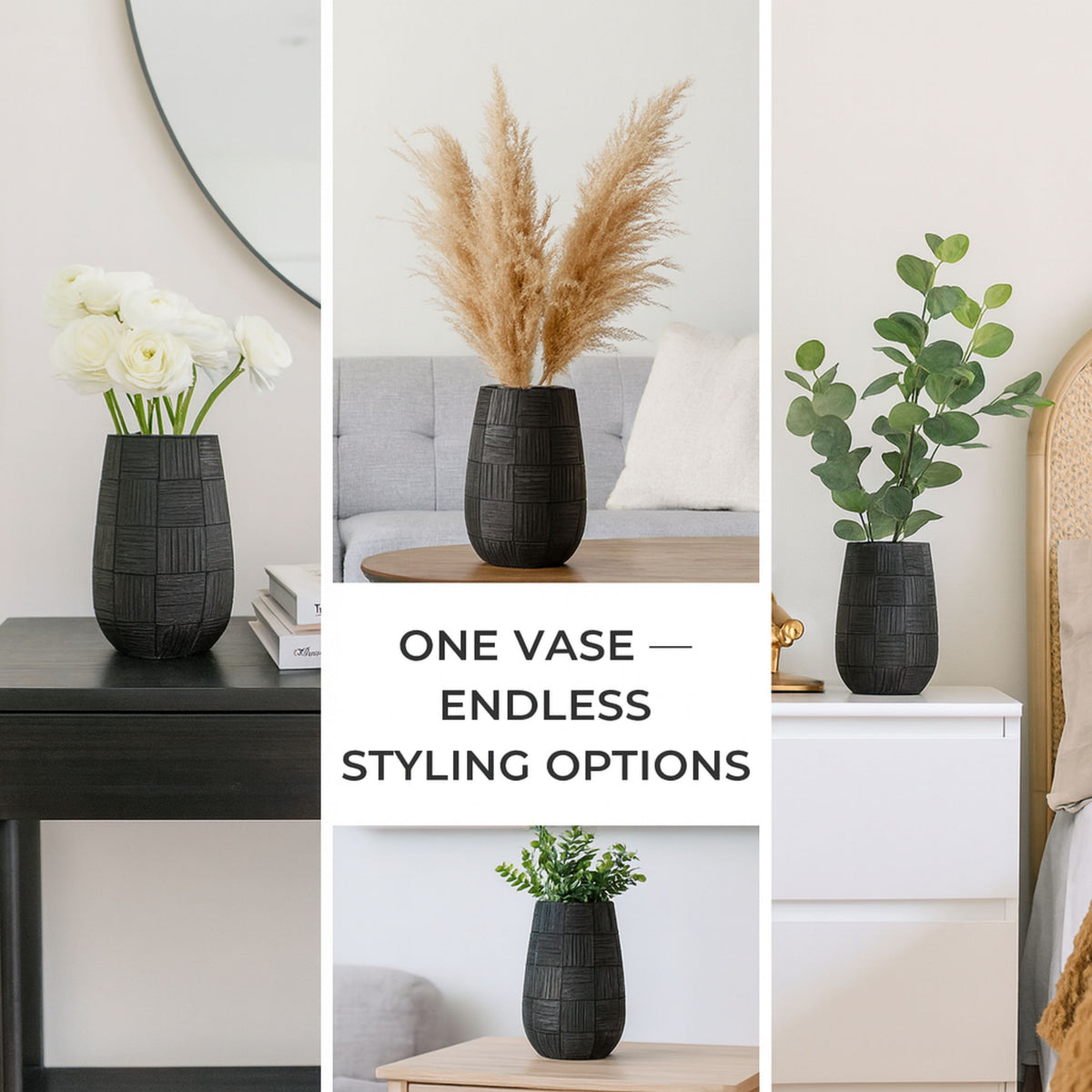 PLR211-1 BLACK POLYRESIN VASES