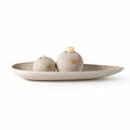 Sunburst 3-Piece Textured Polyresin Candle Holder Set with Tray - Black or Tan