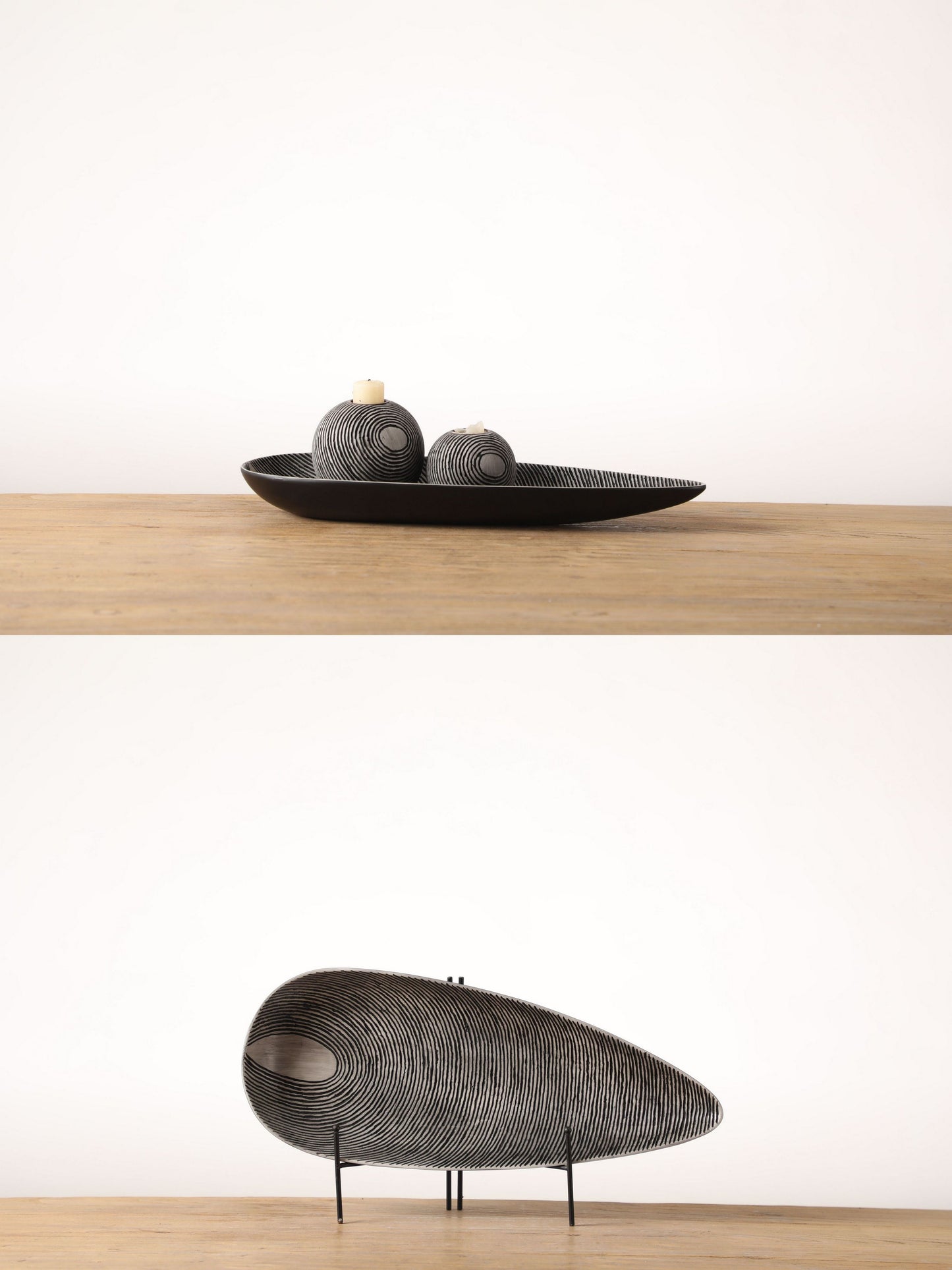 YZ04932BW BLACK CANDLE HOLDERS