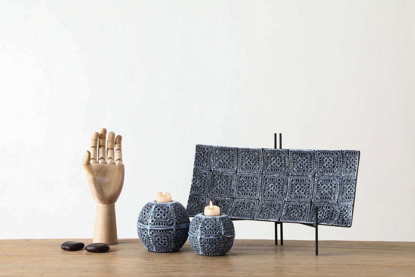 YZ05027PB-1 GRAY CANDLE HOLDERS