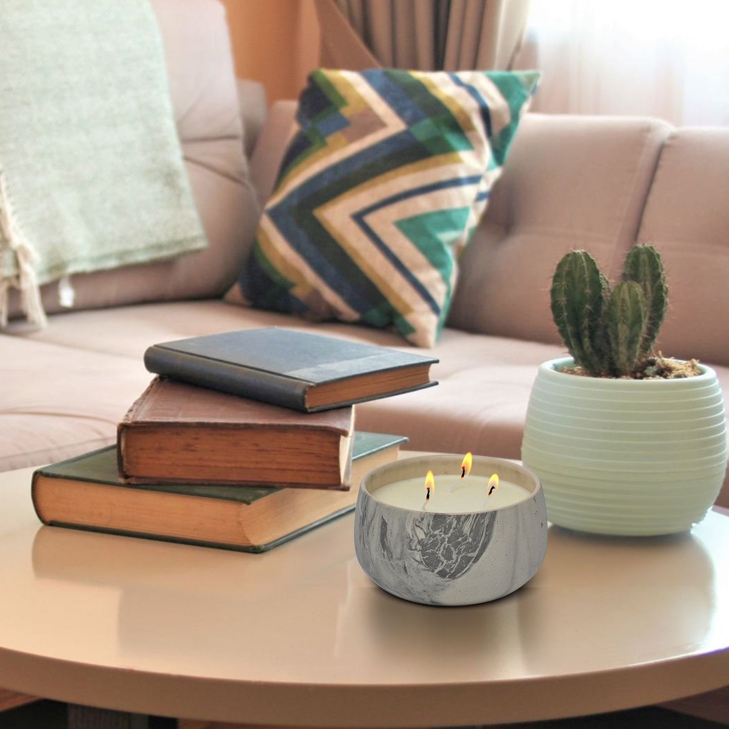 CECA280 GREY, WHITE CANDLES UNSCENTED