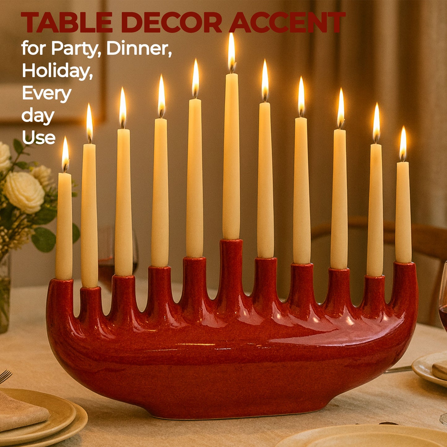 CEDC326 RED CANDLE HOLDERS