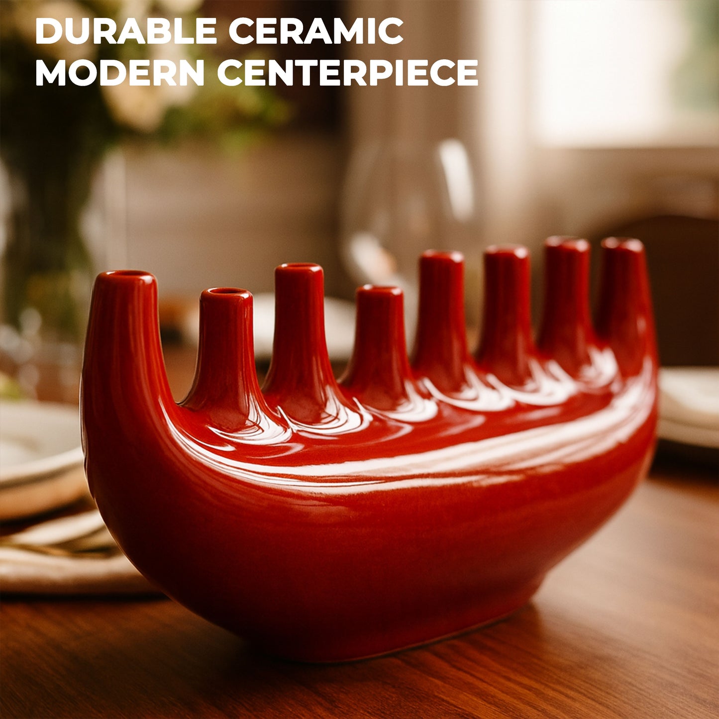 CEDC326 RED CANDLE HOLDERS