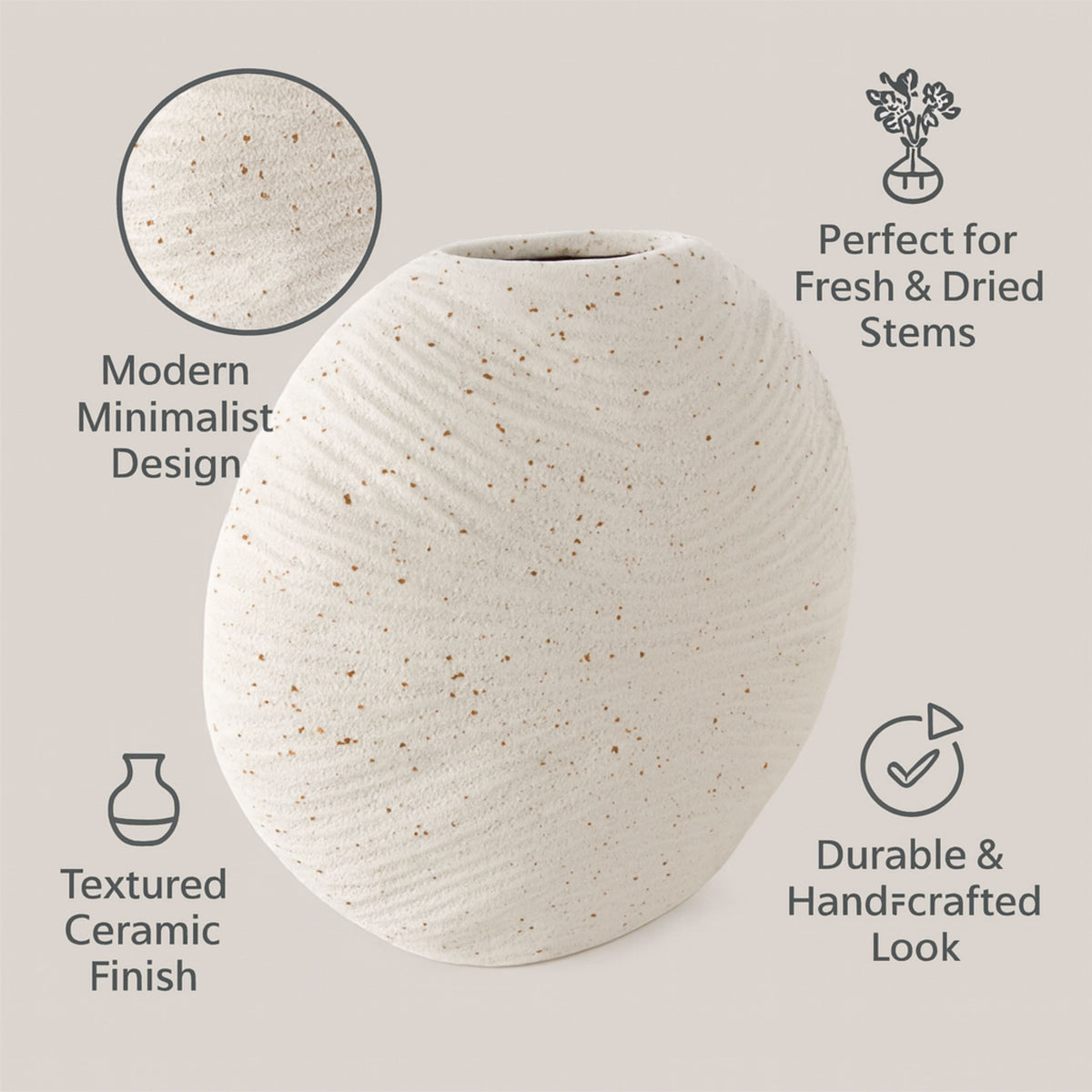CEDE362 SPECKLED WHITE CERAMIC VASES HOME DECOR DEALS