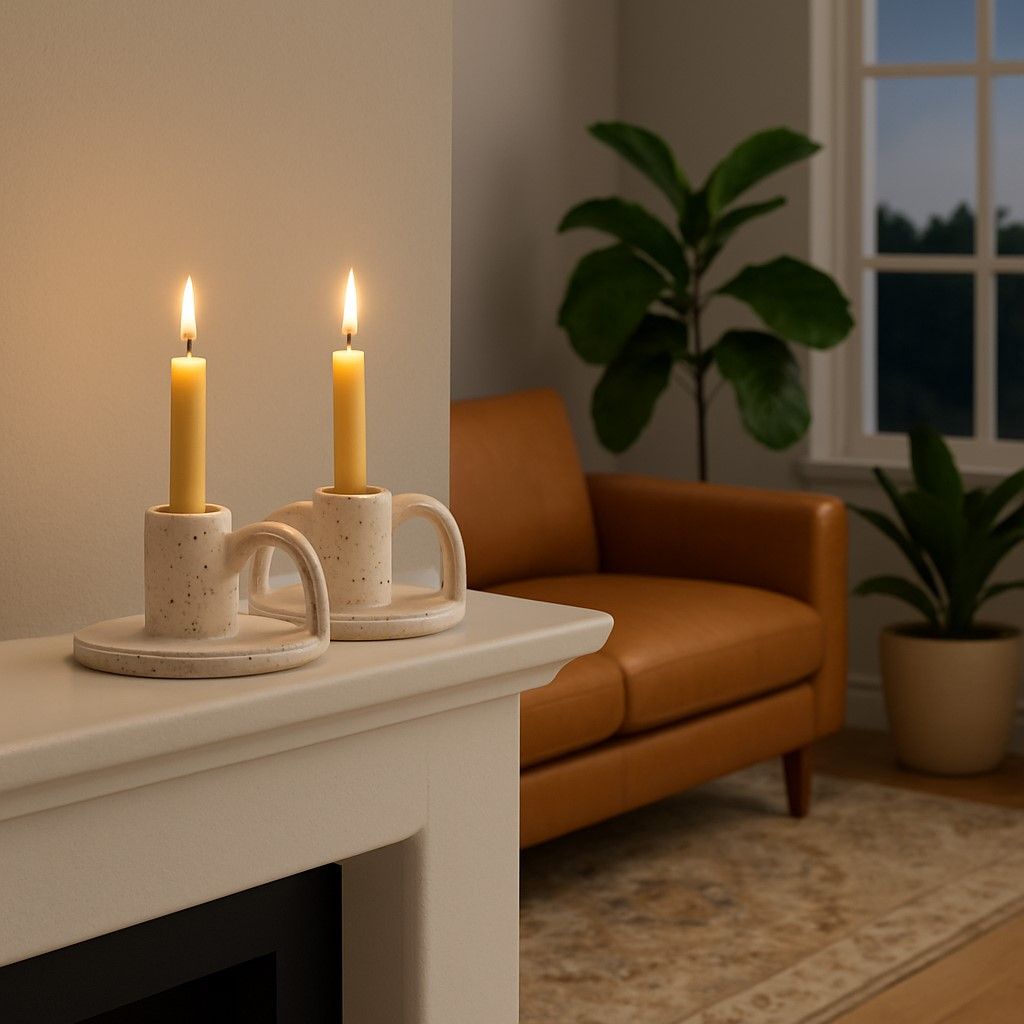 CECA364 GLAZED WHITE CANDLE HOLDERS