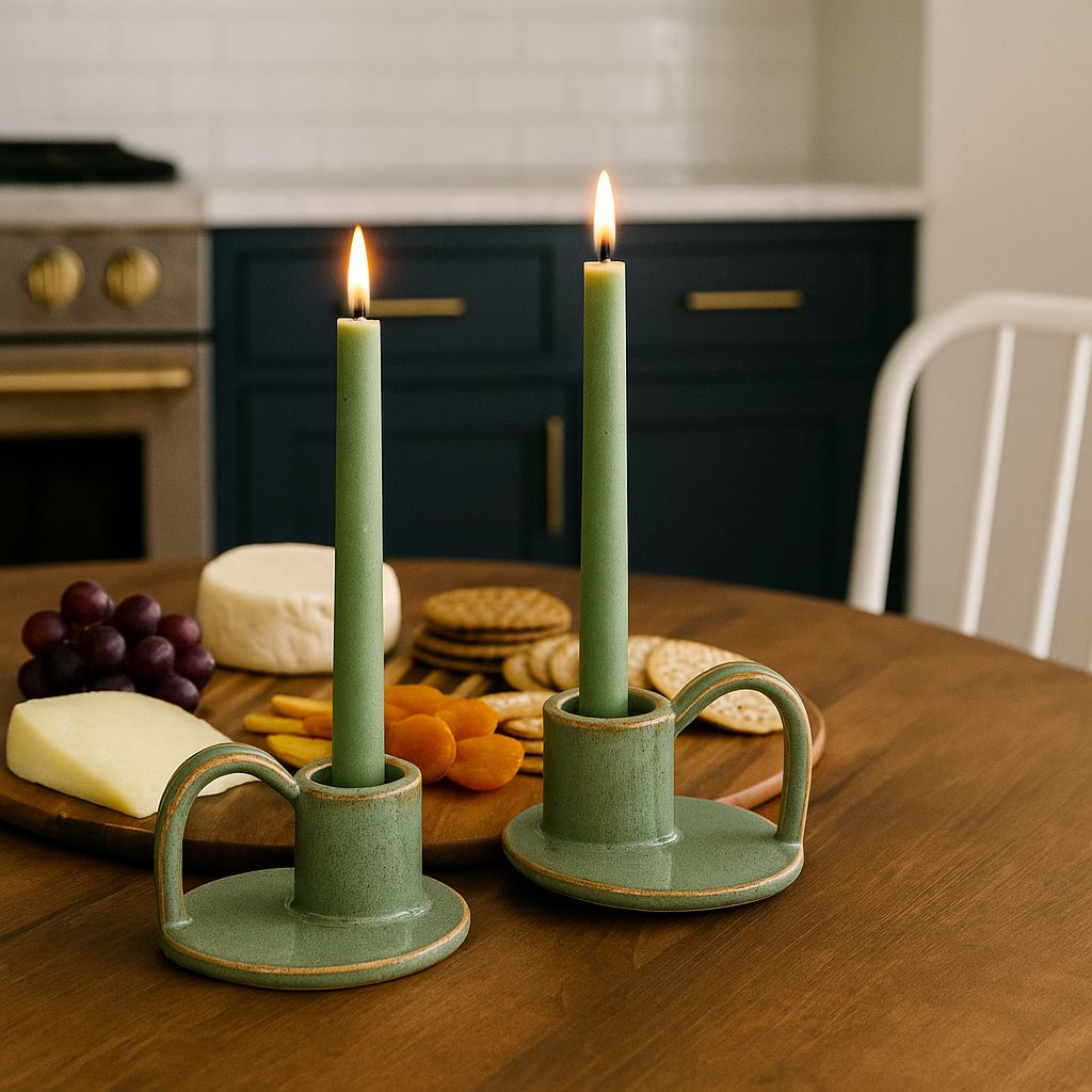 CECA364 LIGHT GREEN CANDLE HOLDERS