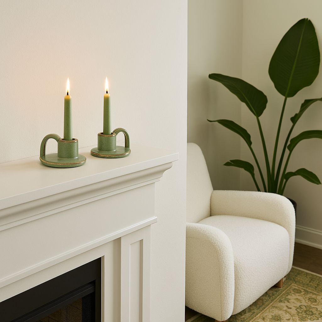 CECA364 LIGHT GREEN CANDLE HOLDERS