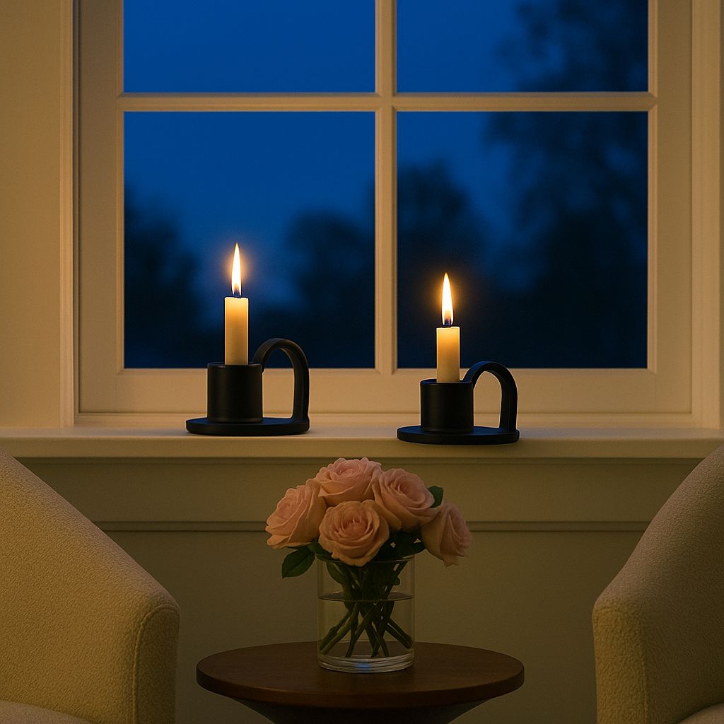 CECA364 MATT BLACK CANDLE HOLDERS