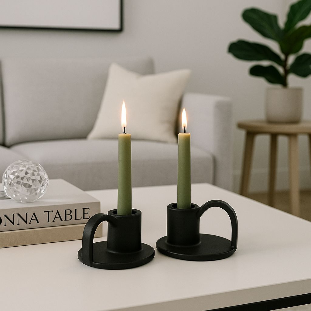 CECA364 MATT BLACK CANDLE HOLDERS