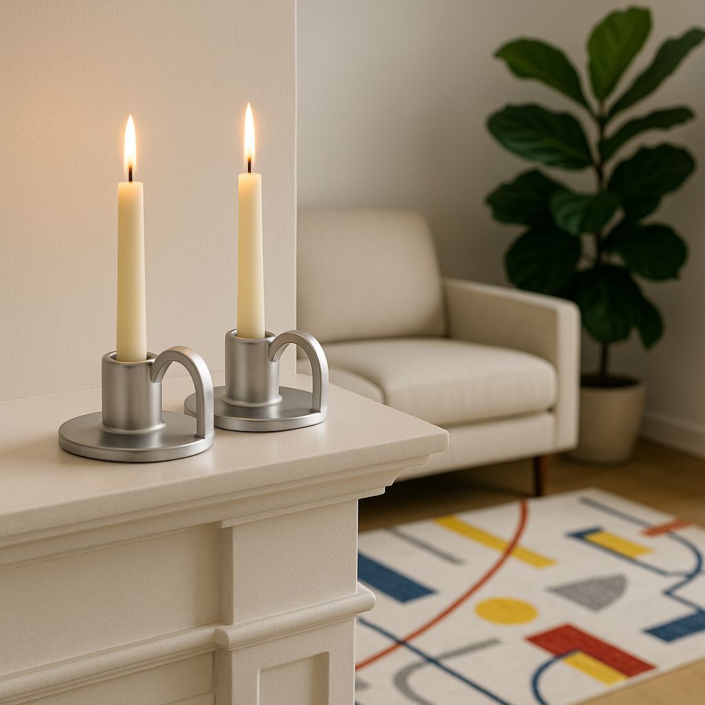 CECA364 MATT TITANIUM CANDLE HOLDERS
