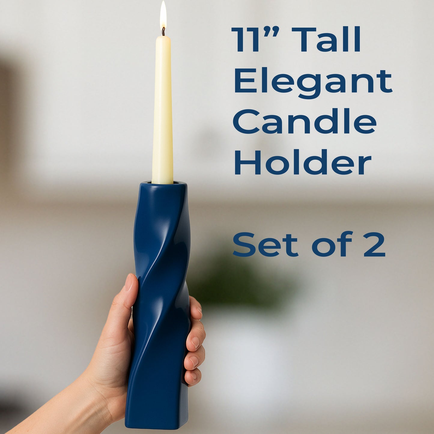 CECA371 BLUE CANDLE HOLDERS