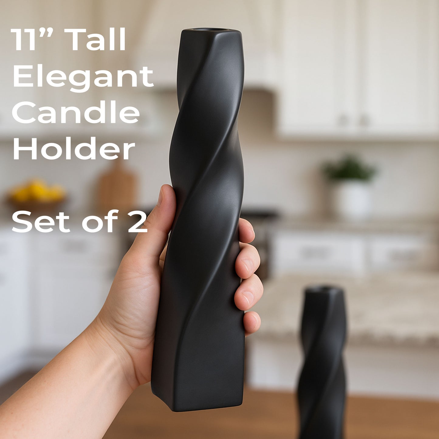 CECA371 MAT BLACK CANDLE HOLDERS