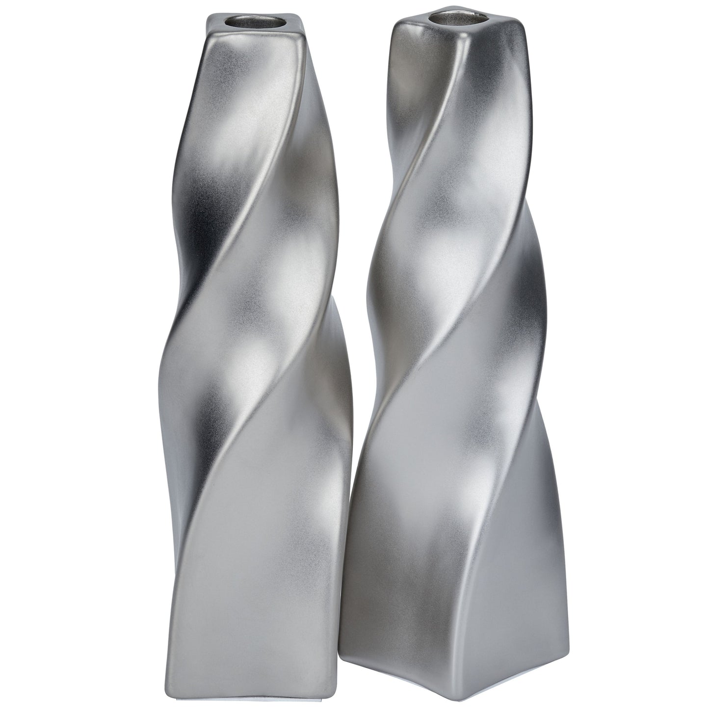 CECA371 TITANIUM SILVER CANDLE HOLDERS