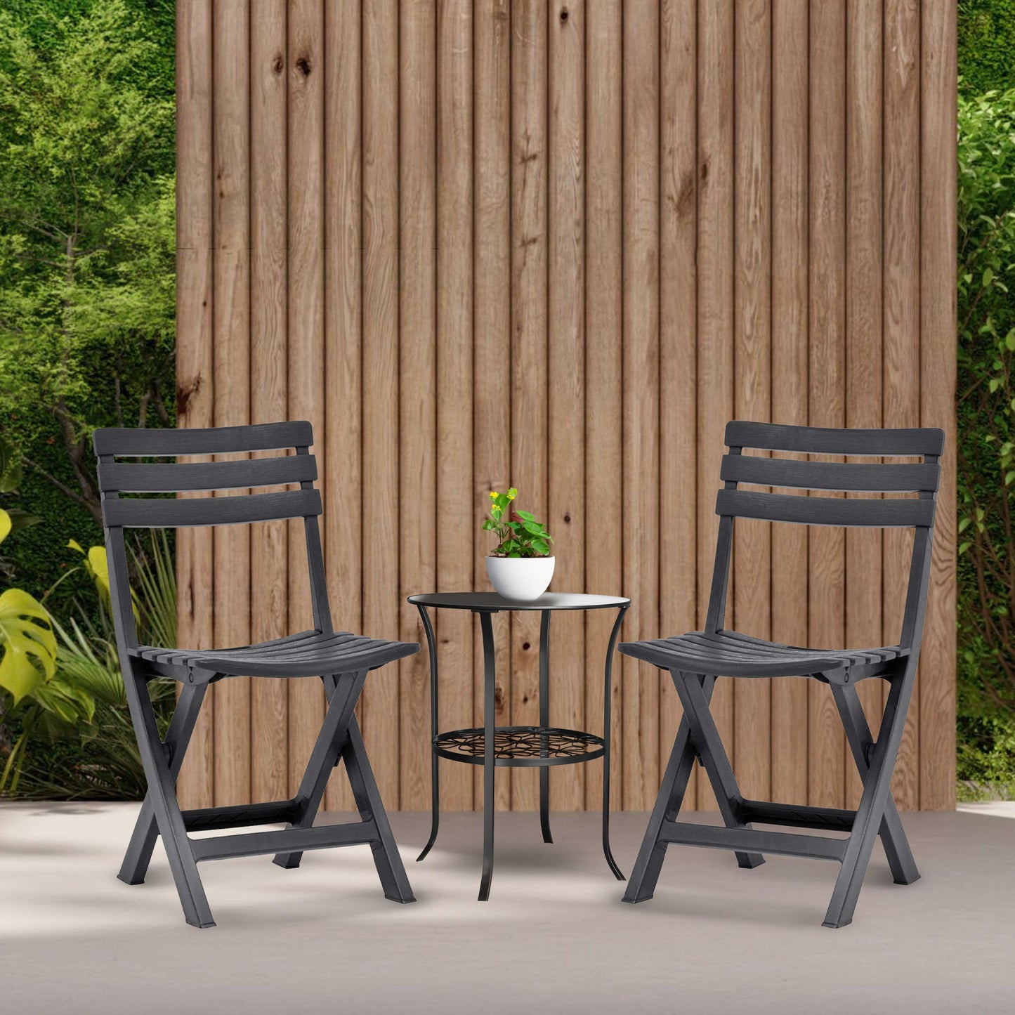 CH423-2 BLACK FOLDING CHAIRS PATIO