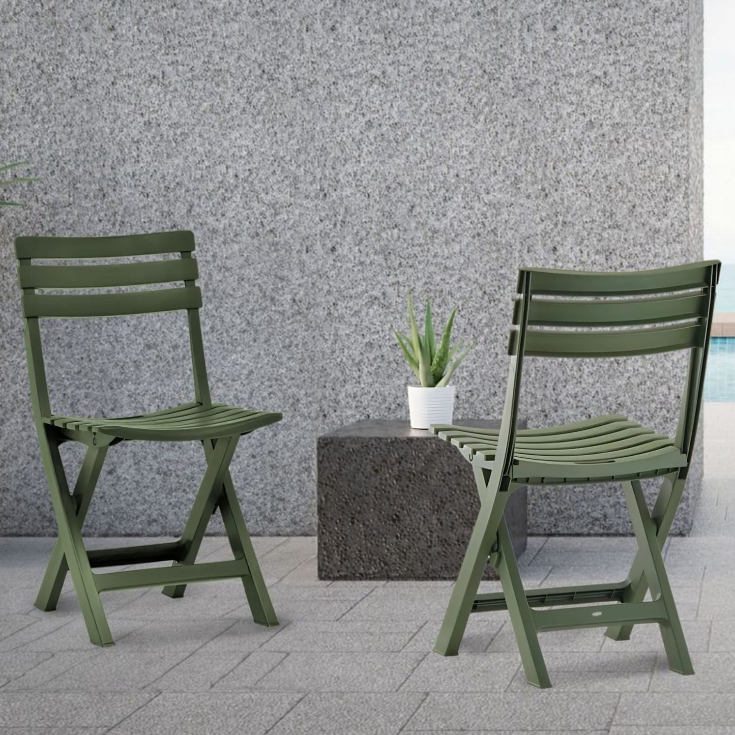 CH423-2 AVOCADO GREEN FOLDING CHAIRS PATIO