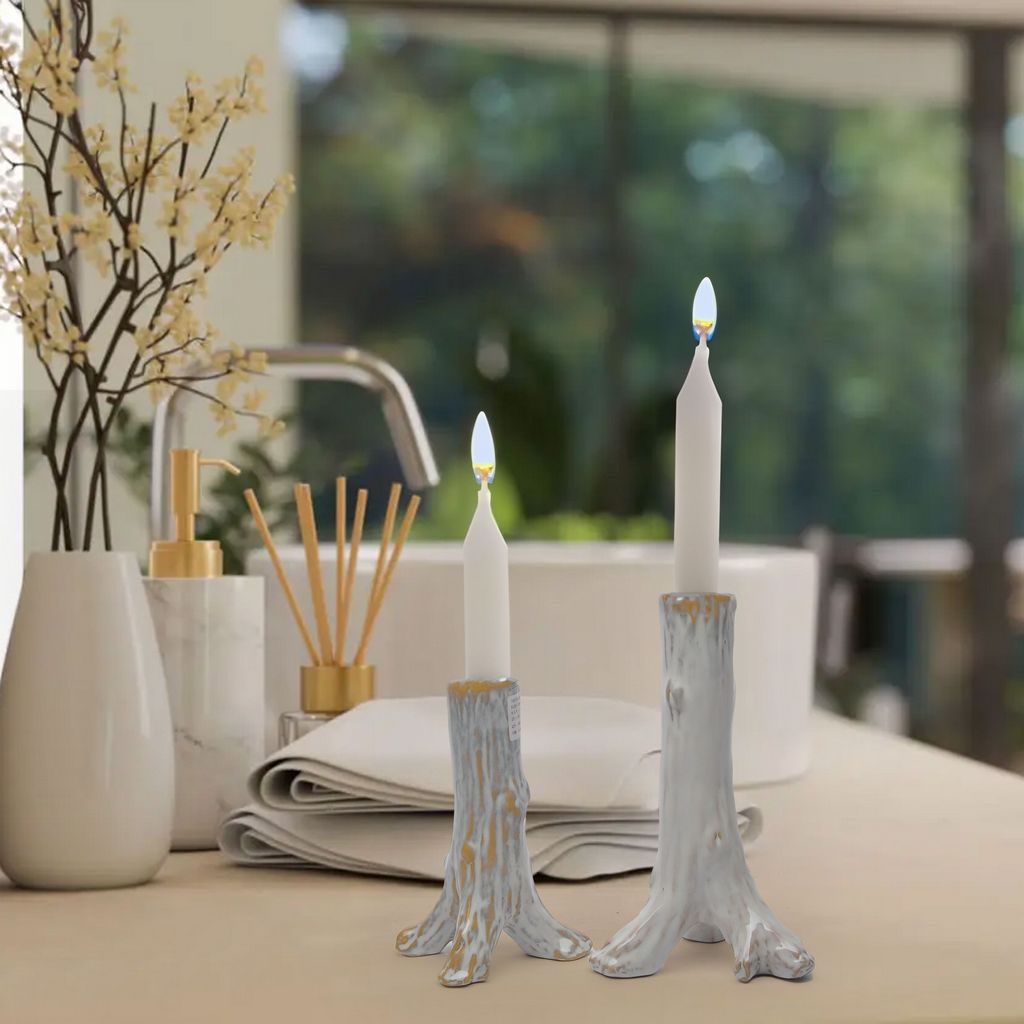 CECA264 WHITE CANDLE HOLDERS