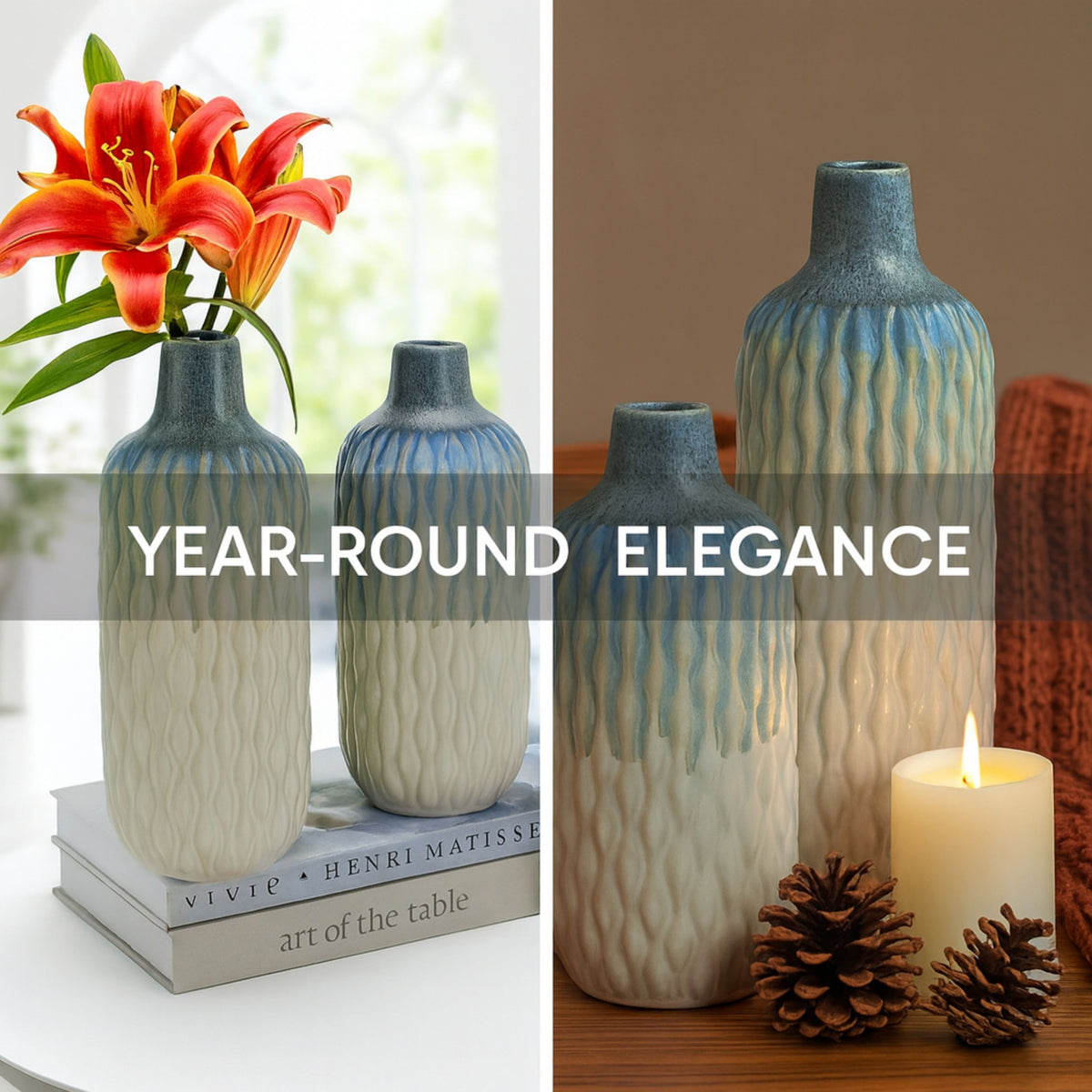 CEDC338 WHITE CERAMIC VASES HOME DECOR DEALS