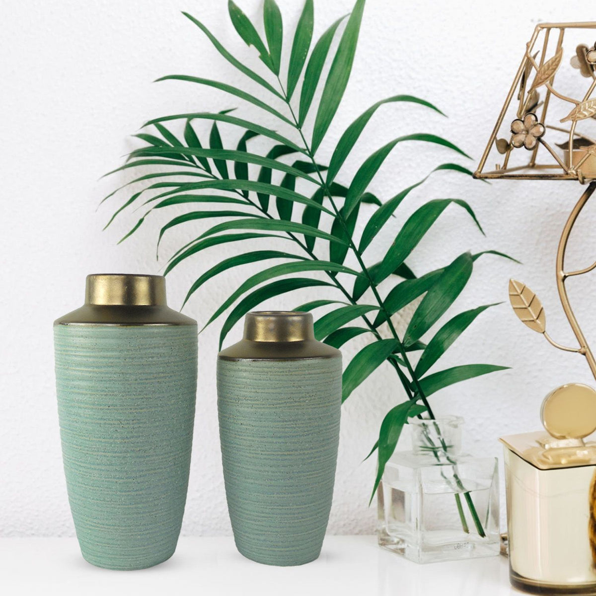 CEDC341 GREEN BROWN CERAMIC VASES HOME DECOR DEALS