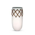 Oblong Ceramic Vase - Milky White With Leather Stitch Detail | Santa Fe Collection by Aria Home