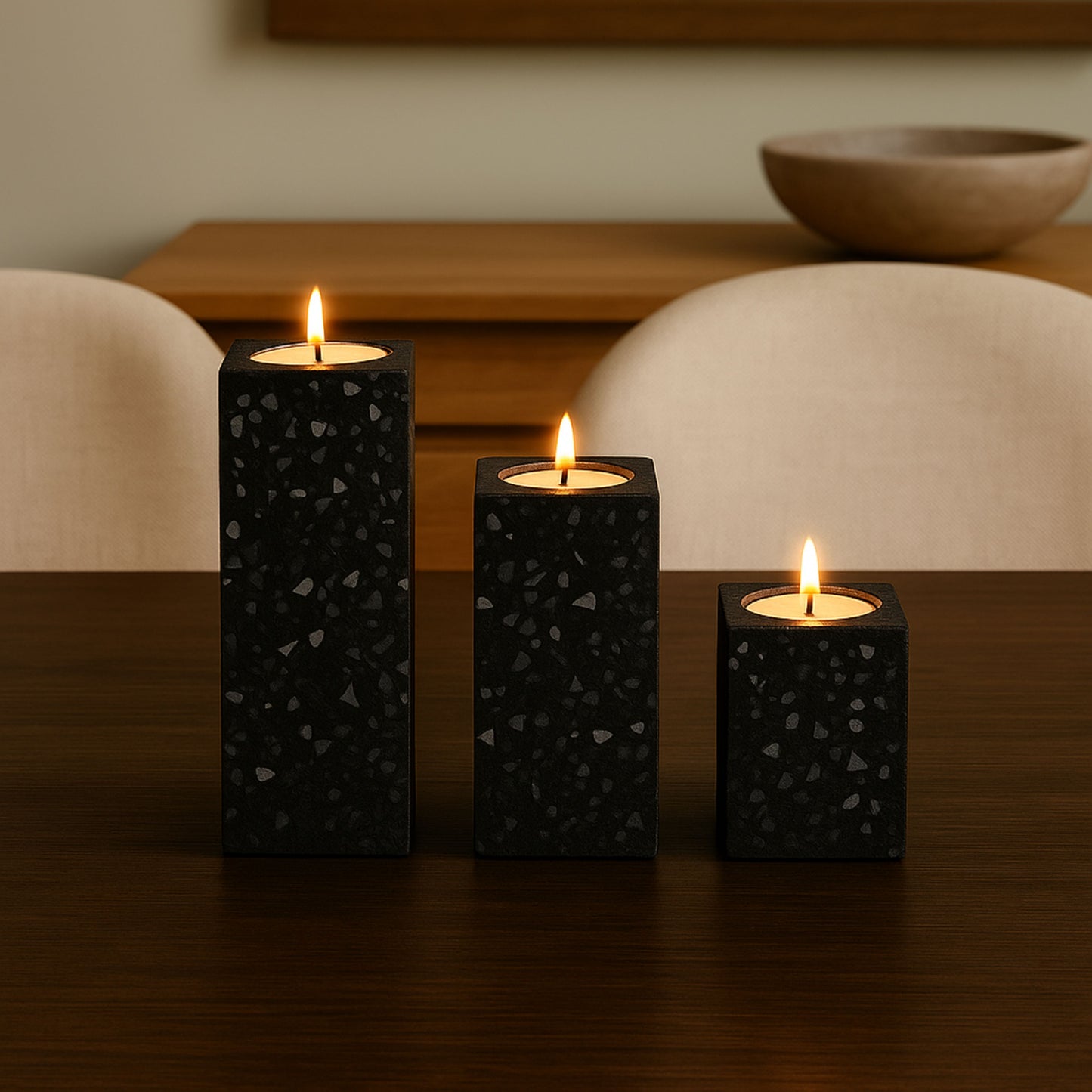 CECA306 BLACK CANDLE HOLDERS