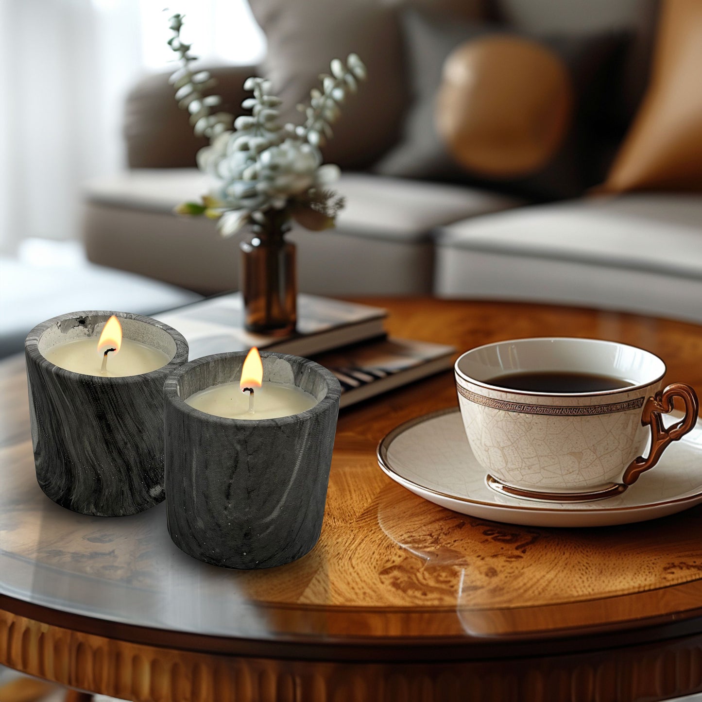 CH23-2713G GREY CANDLES UNSCENTED