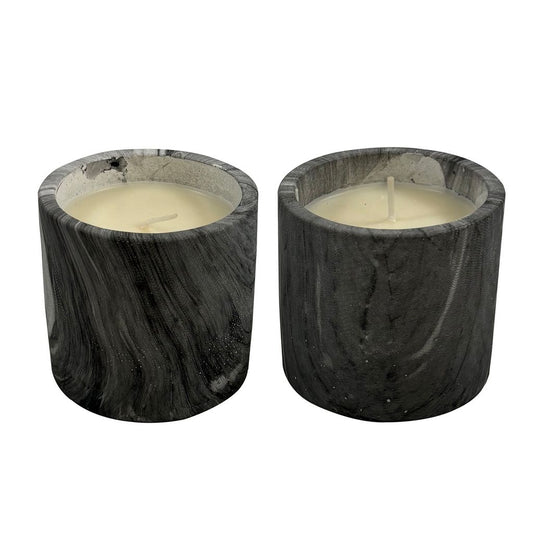 Set of Two Grey Marbled Candle Jar, 7 Oz