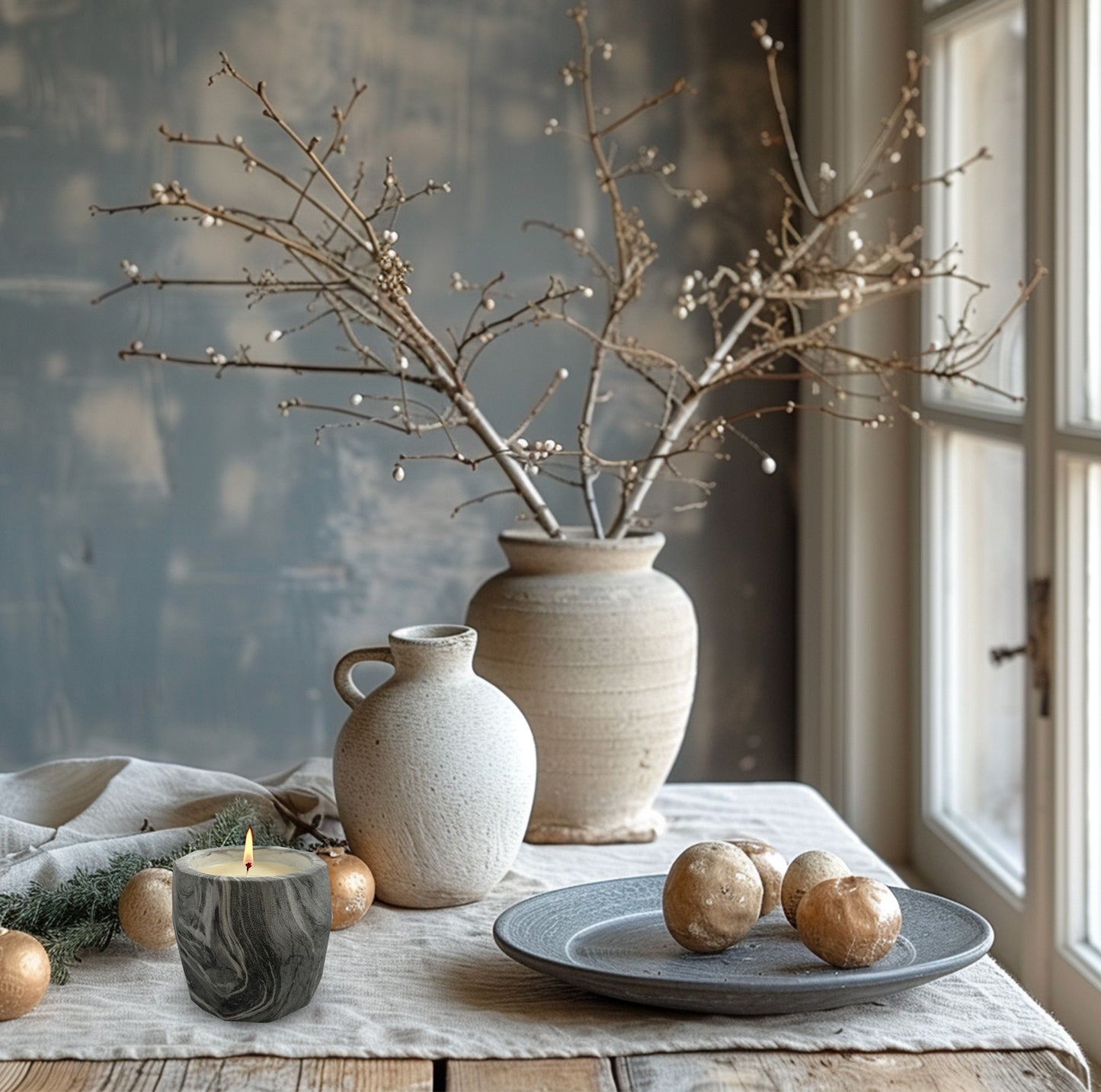 CH23-2653G GREY CANDLES UNSCENTED