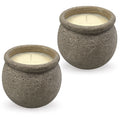 Set of 2 Rustic Gray Ceramic Candle Jars - 12oz Floral Scented Indoor Outdoor Candles With Long-Last