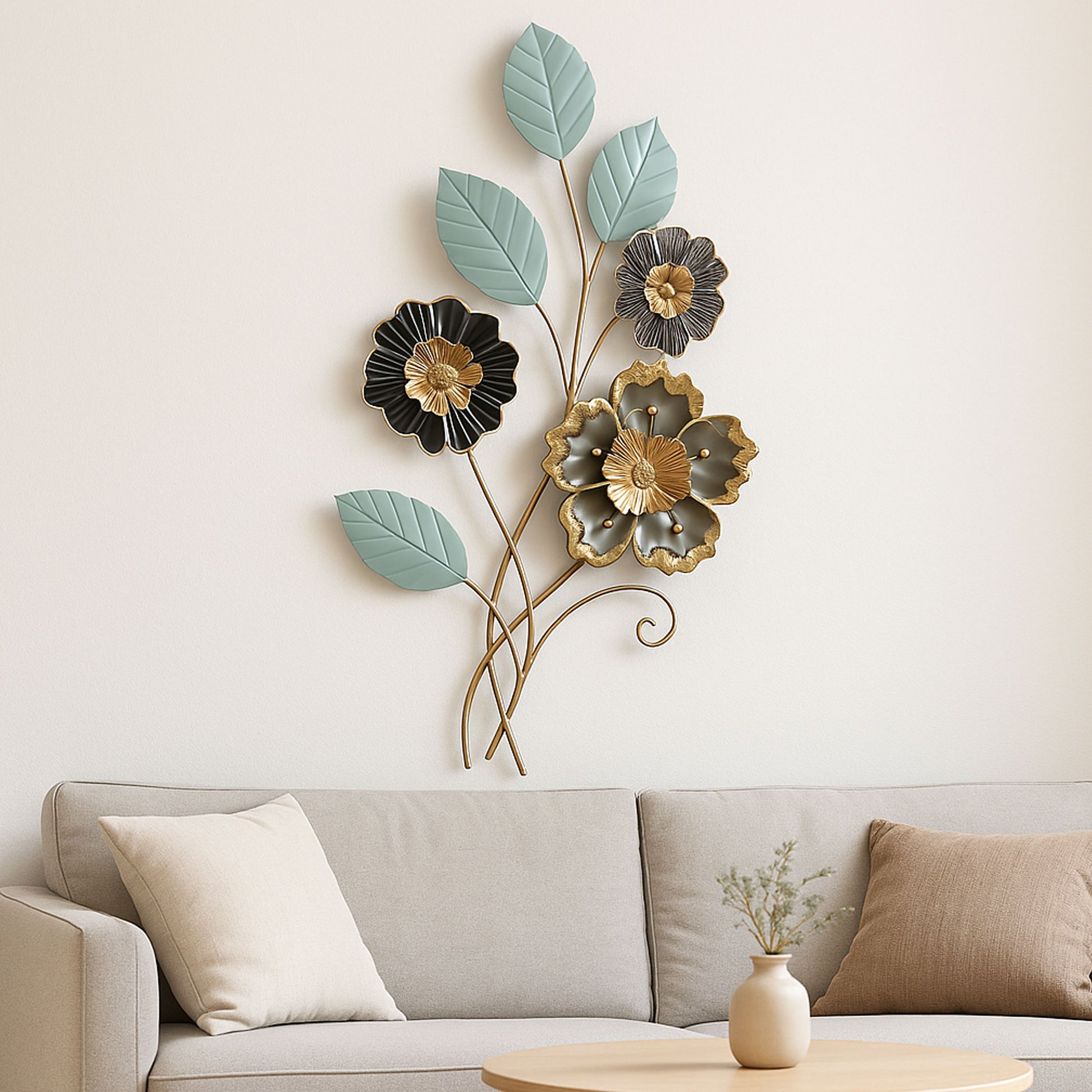 MDC484 GREEN GOLD METAL WALL DECOR