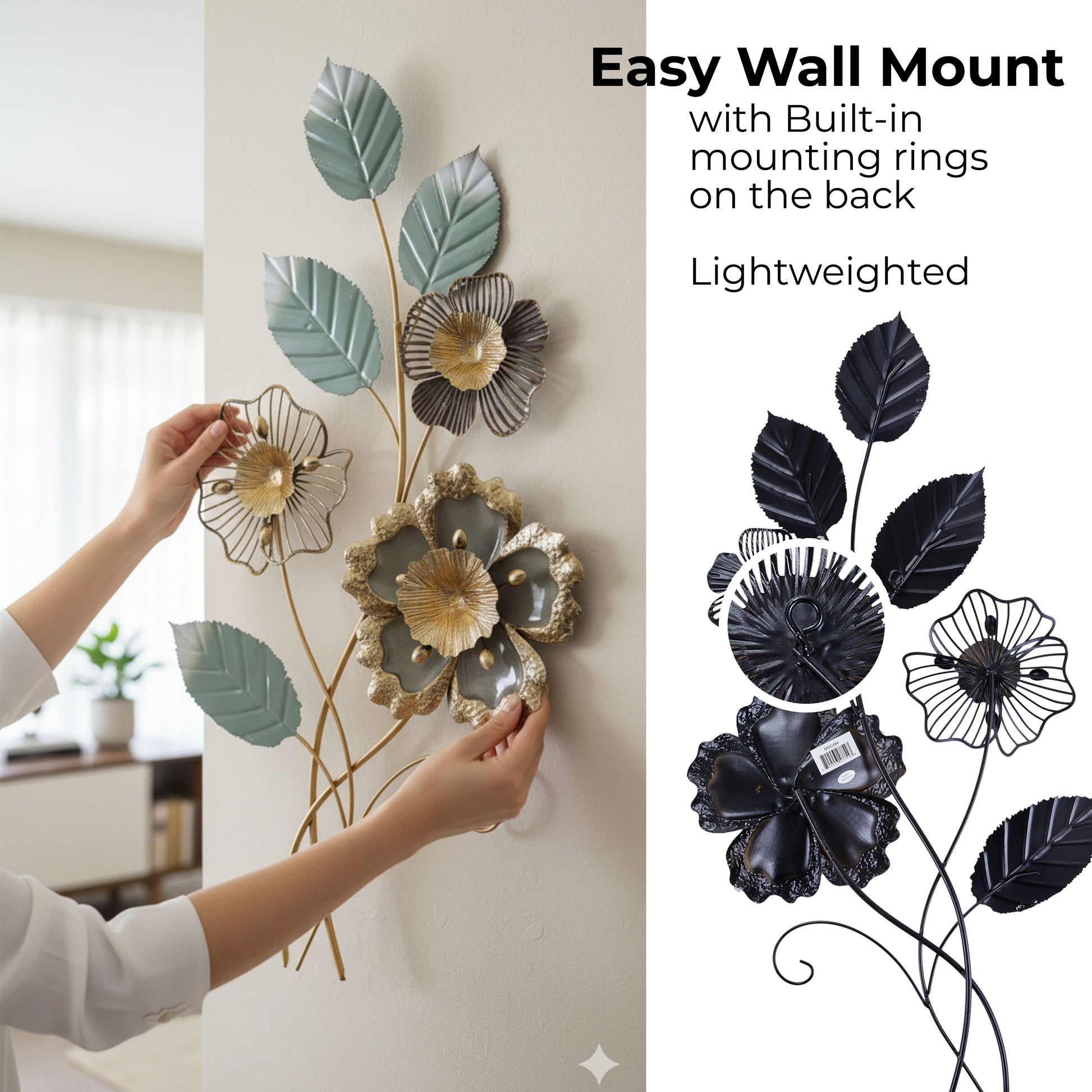 MDC484 GREEN GOLD METAL WALL DECOR