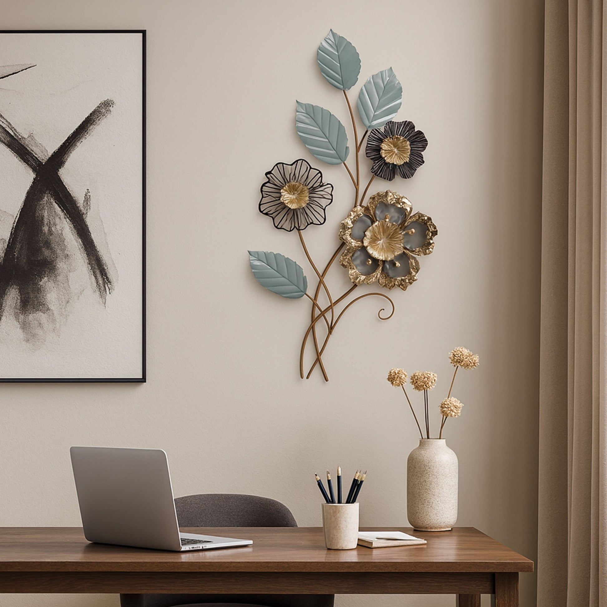 MDC484 GREEN GOLD METAL WALL DECOR