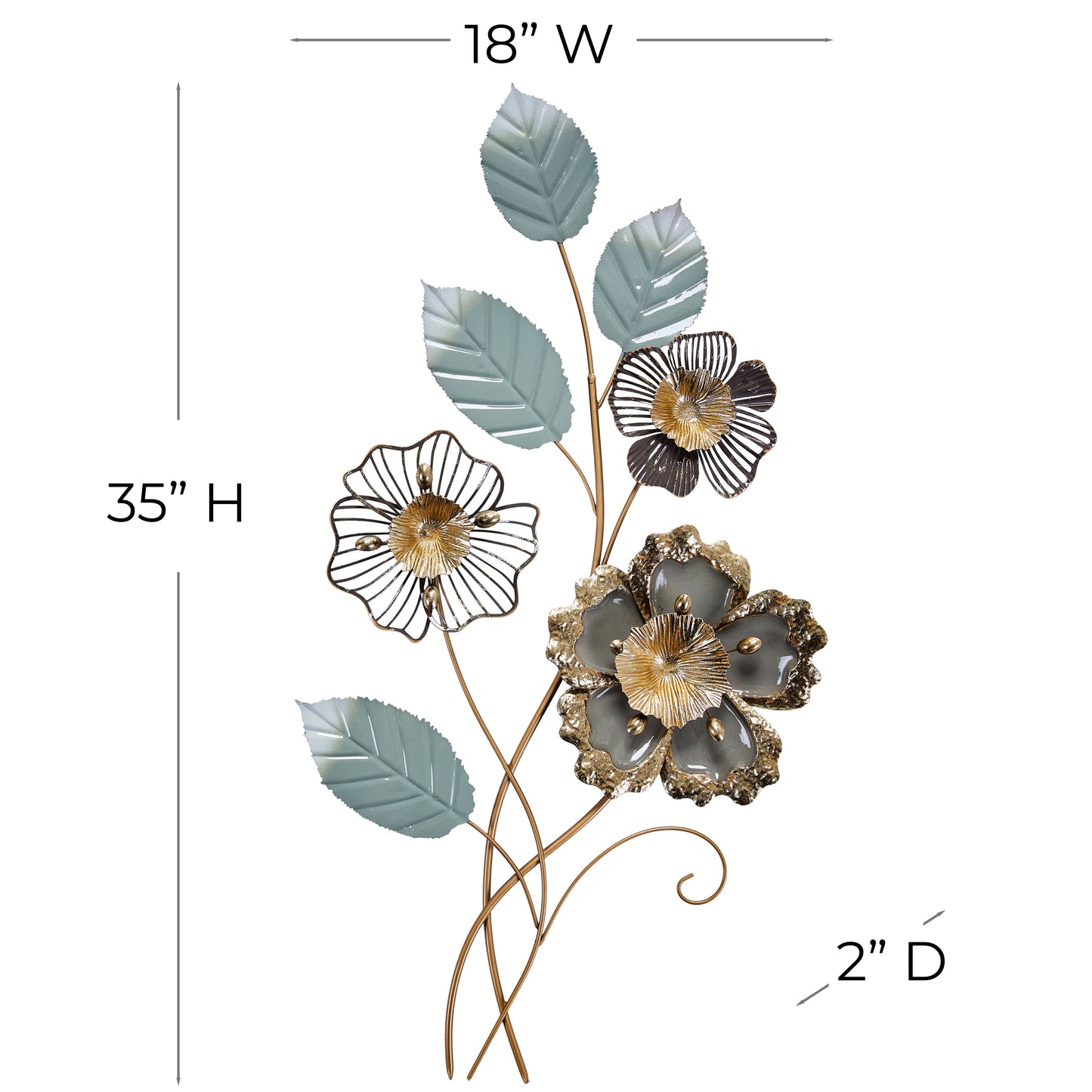 MDC484 GREEN GOLD METAL WALL DECOR