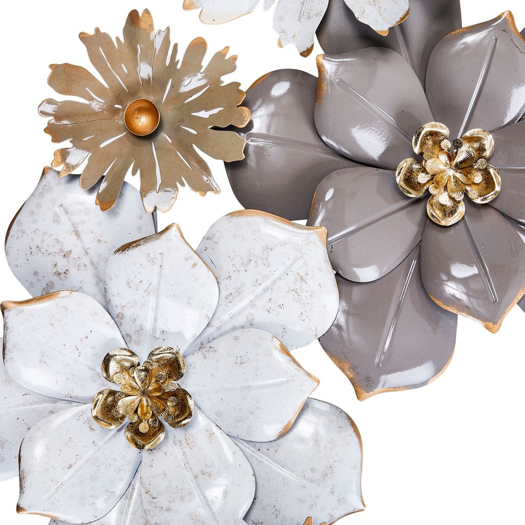 MDC488 BROWN WHITE METAL WALL DECOR