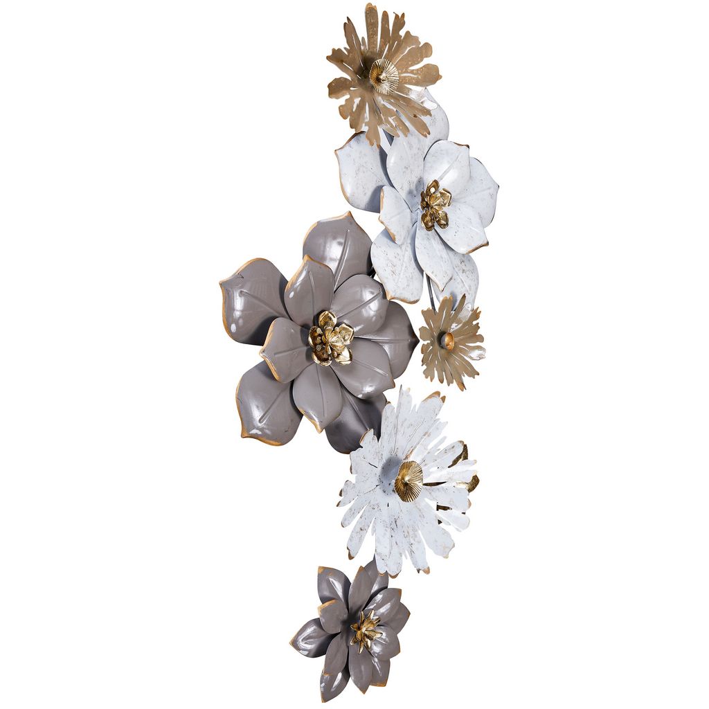 MDC488 BROWN WHITE METAL WALL DECOR