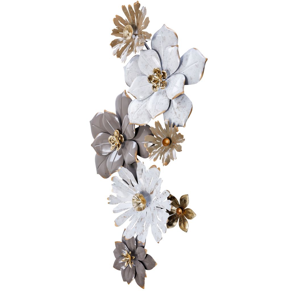 MDC488 BROWN WHITE METAL WALL DECOR