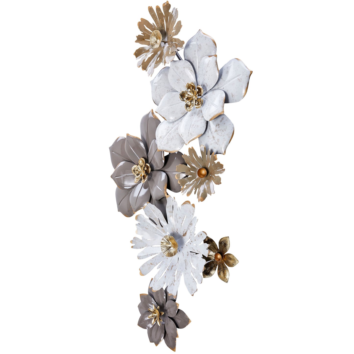 MDC488 BROWN WHITE METAL WALL DECOR