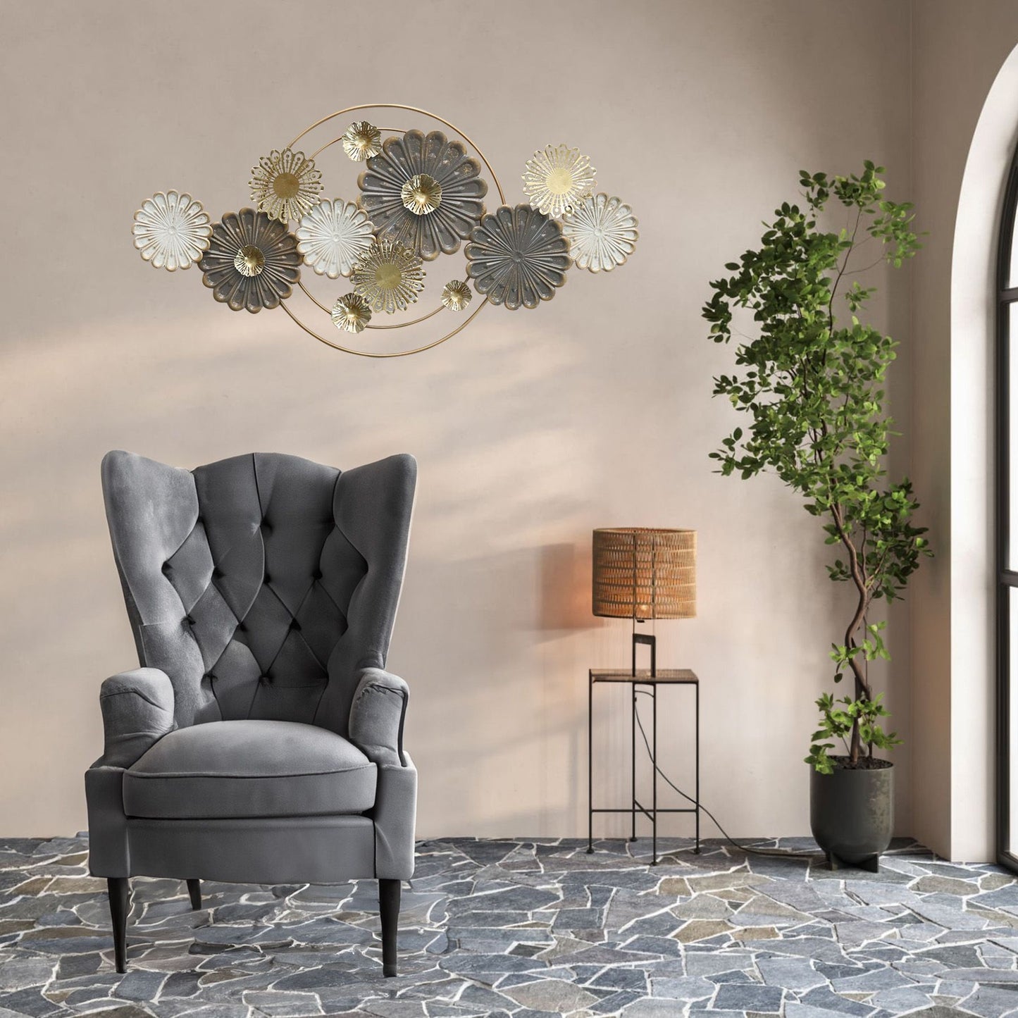 MDC490 GOLD BROWN METAL WALL DECOR