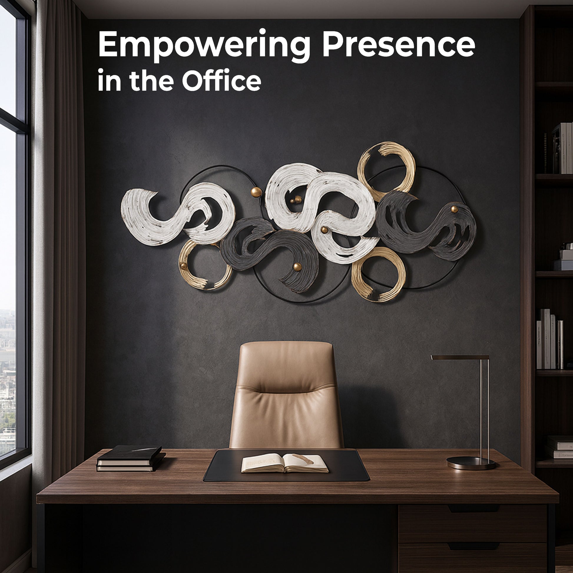 MDC492 BLK GOLD METAL WALL DECOR