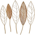 Five Leaf Gold Metal Wall Art - Modern Botanical Decor