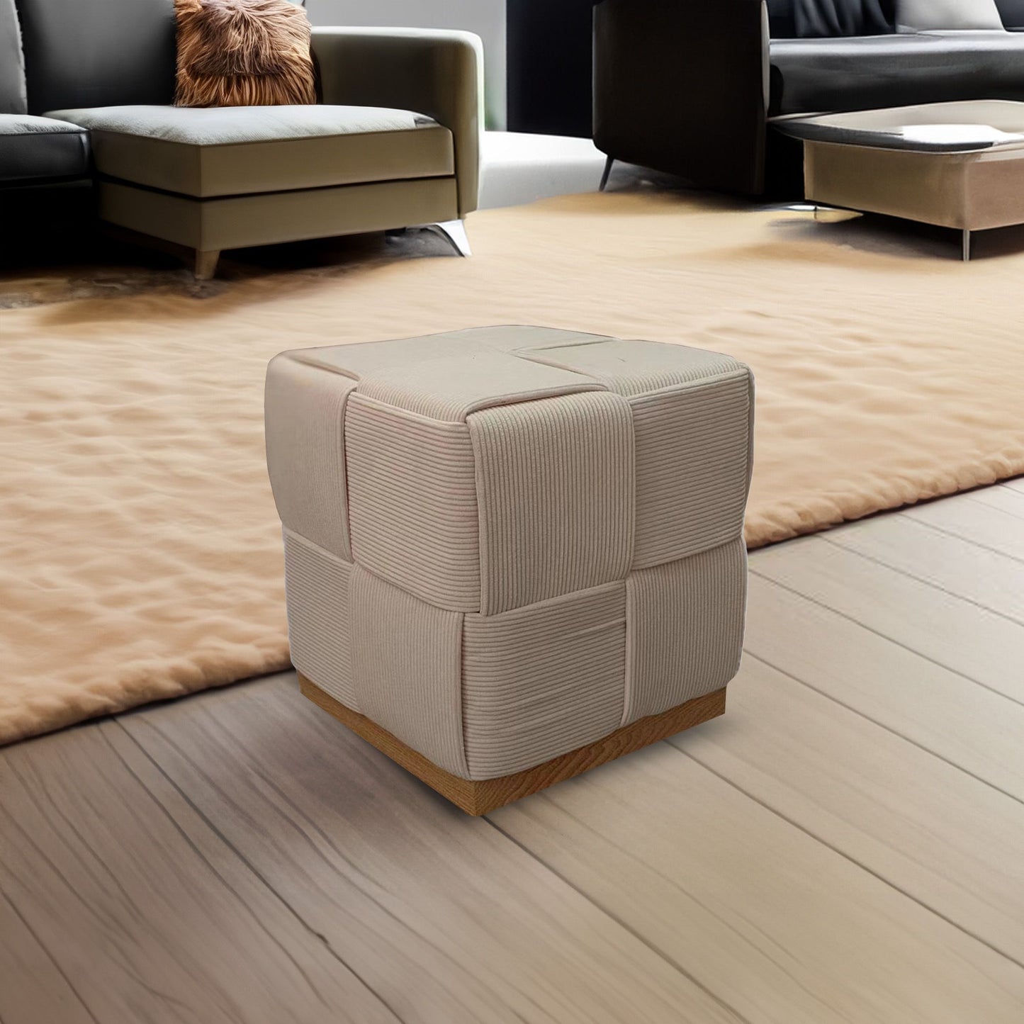 WST498 CREAM OTTOMAN STOOL