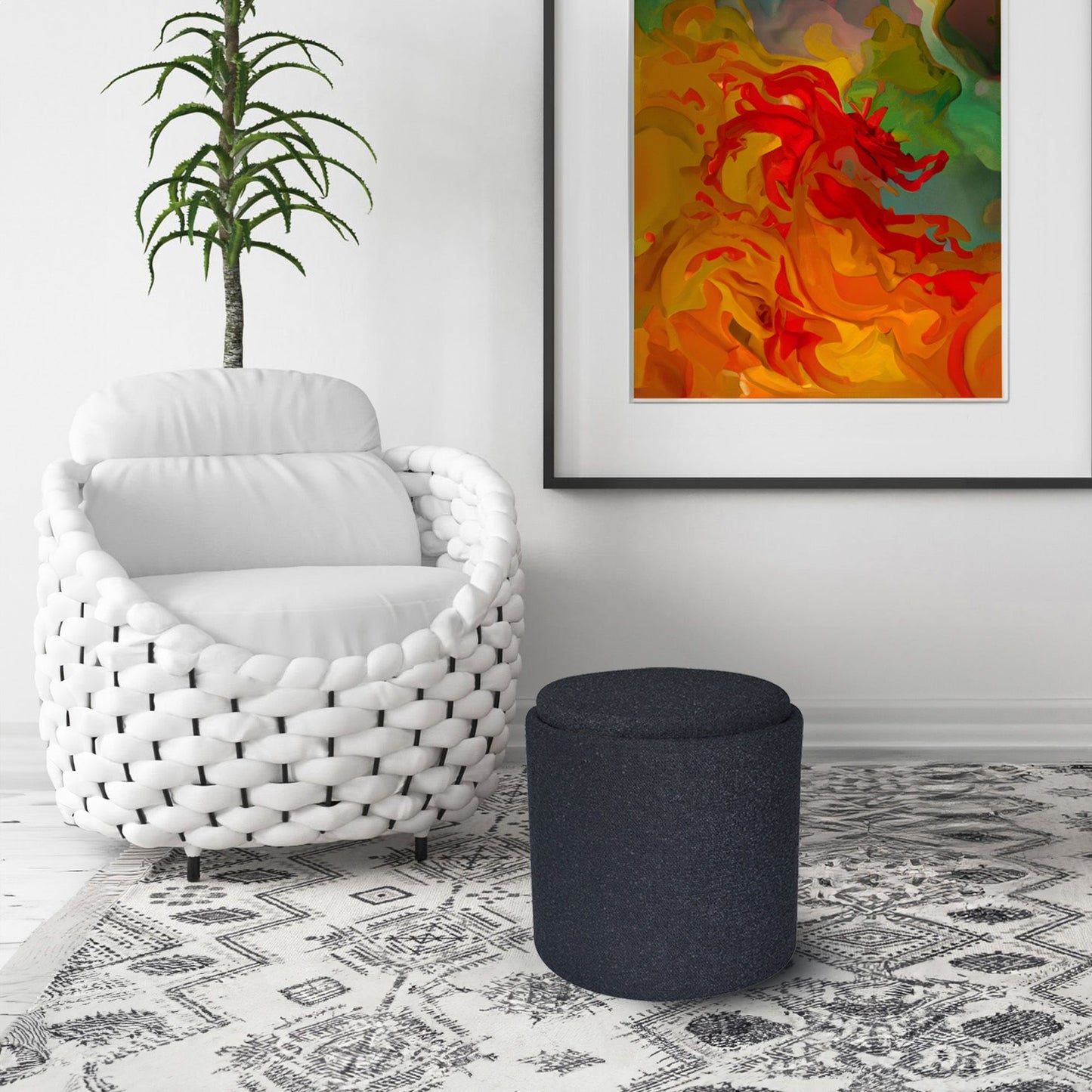 OT513 BLACK OTTOMAN