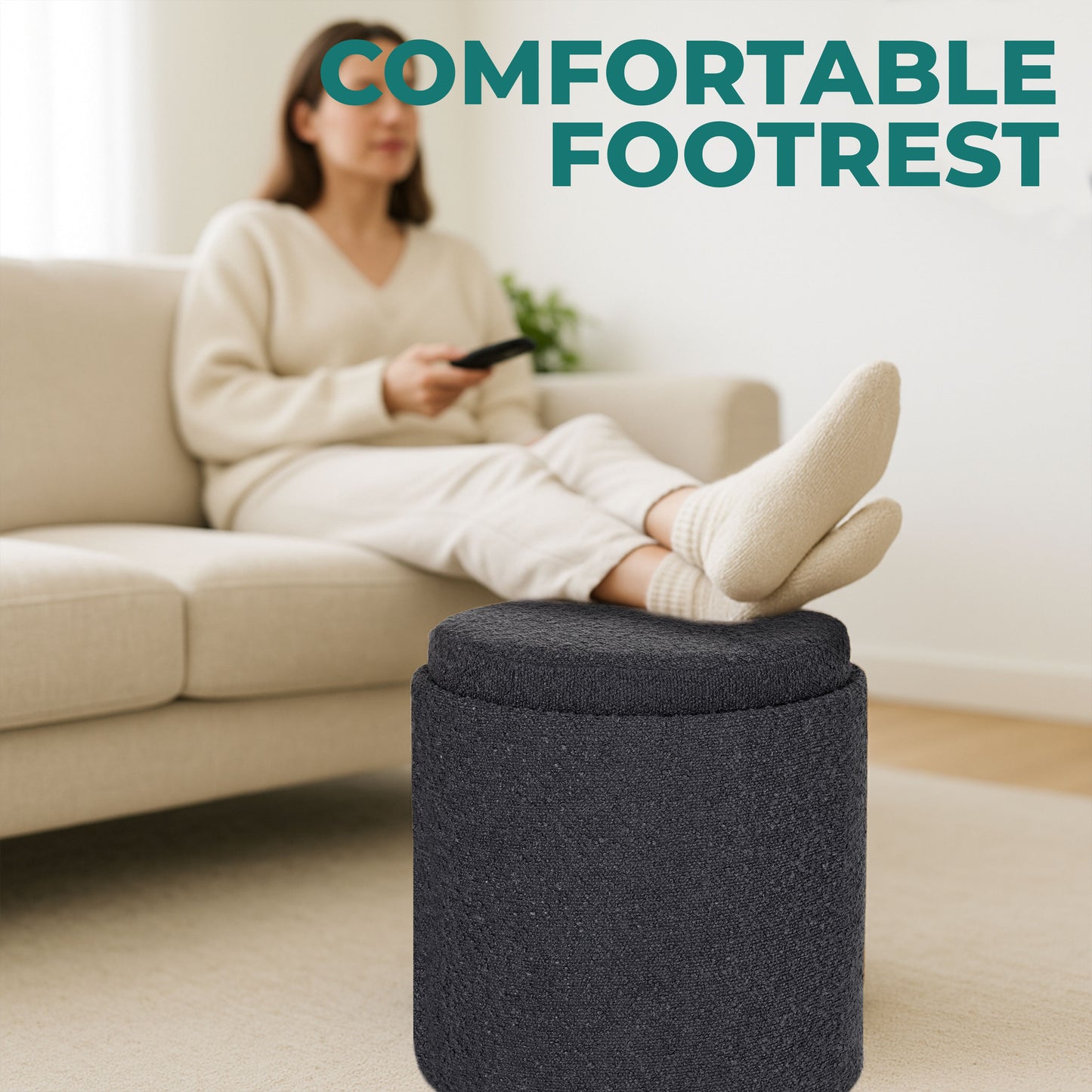 OT513 BLACK OTTOMAN