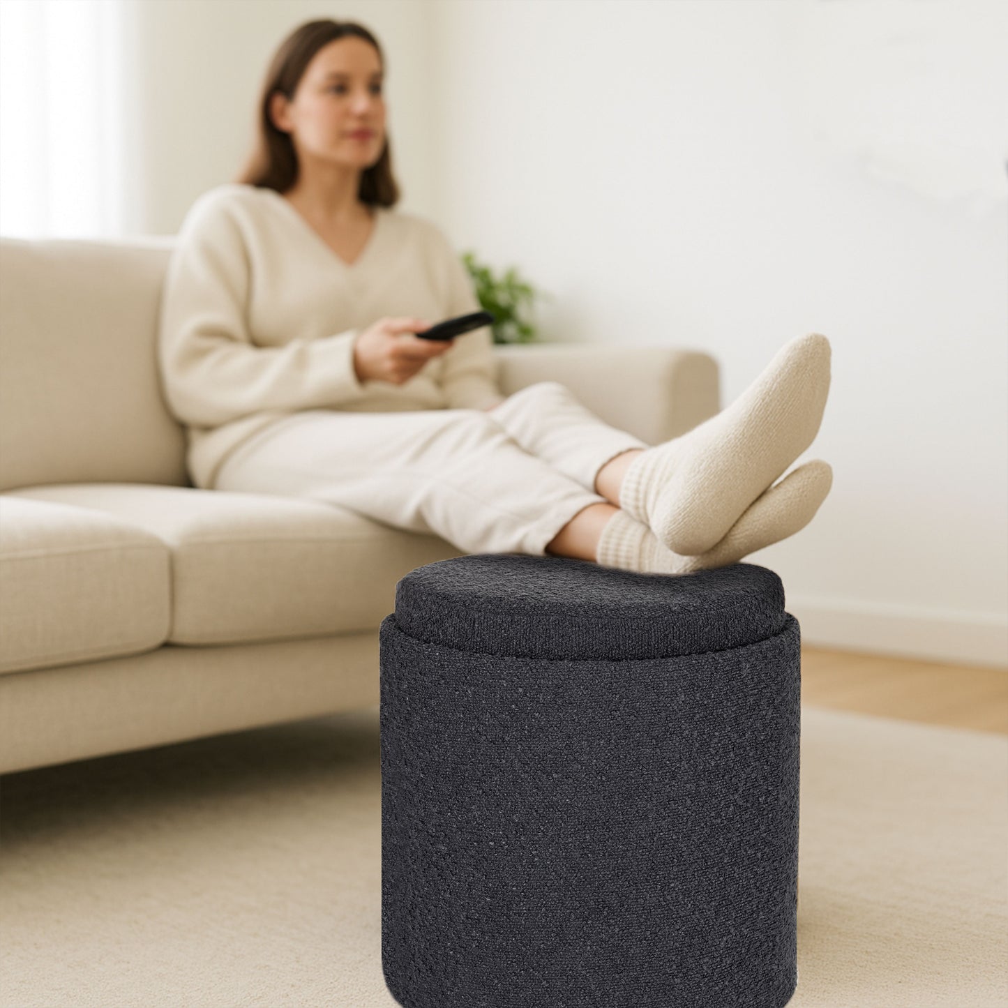 OT513 BLACK OTTOMAN