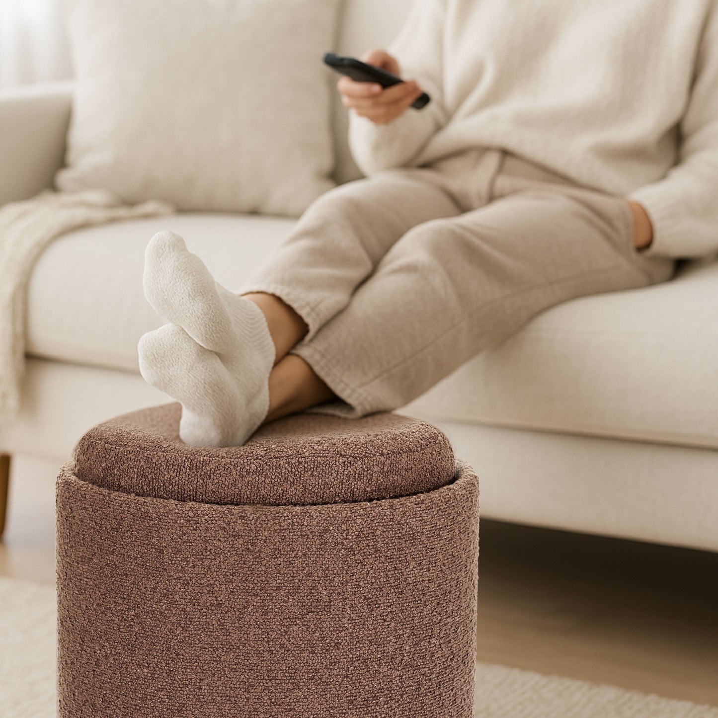OT513 BROWN OTTOMAN