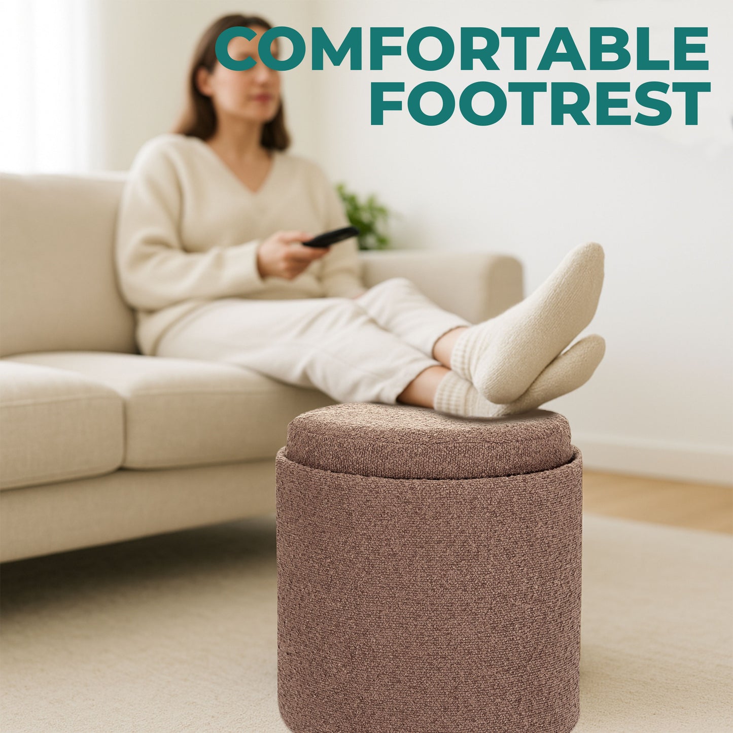 OT513 BROWN OTTOMAN